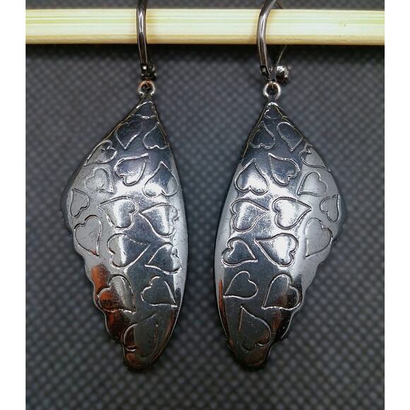 Butterfly Wing Earrings Colorful Gunmetal Gray Dangle Purple Pink Blue Crystals - Picture 8 of 9